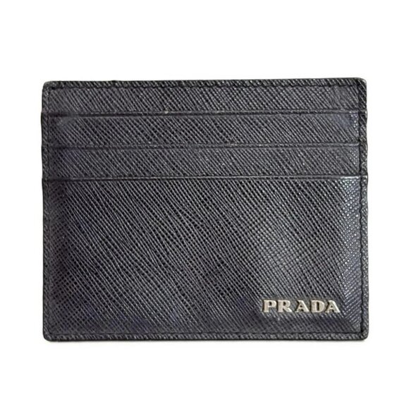 PRADA - Black Leather Card Case 128-081325 - Picture 1 of 4